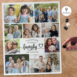 Together We Make A Family 9 Photo Heart Jigsaw Puzzle