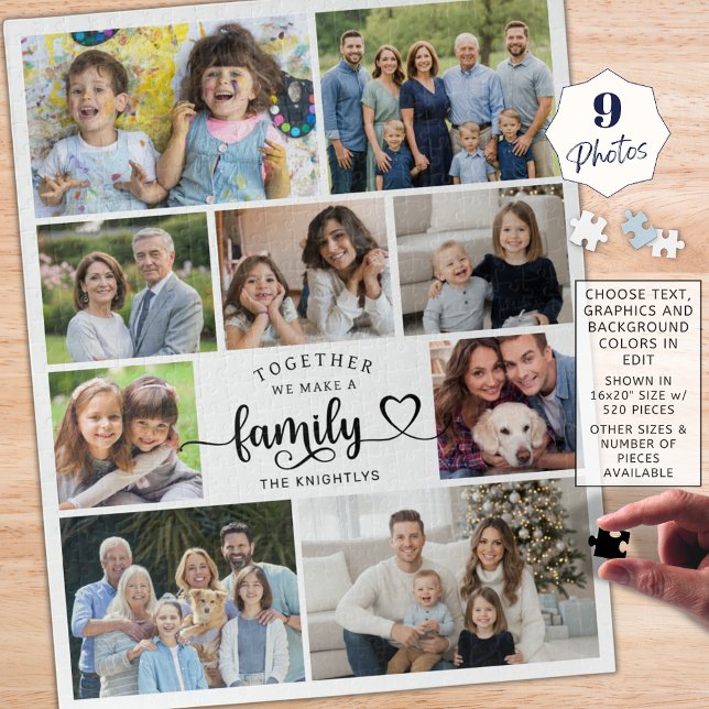 Together We Make A Family 9 Photo Heart Jigsaw Puzzle (Creator Uploaded)