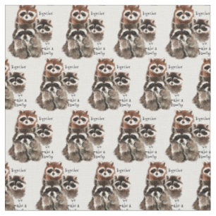 Together we make a Family Fun Racoon Animal Art Fabric