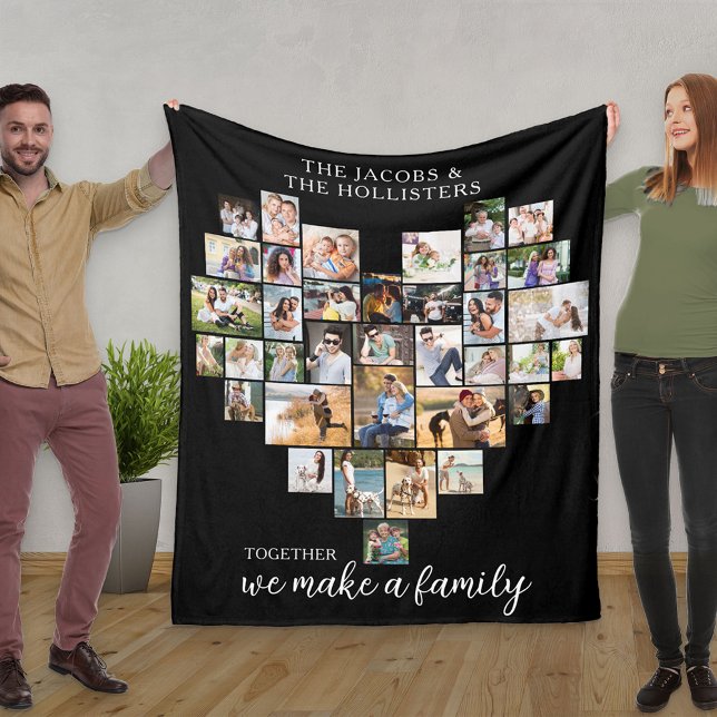 Together we make a Family Heart Shaped Collage Fleece Blanket (Creator Uploaded)