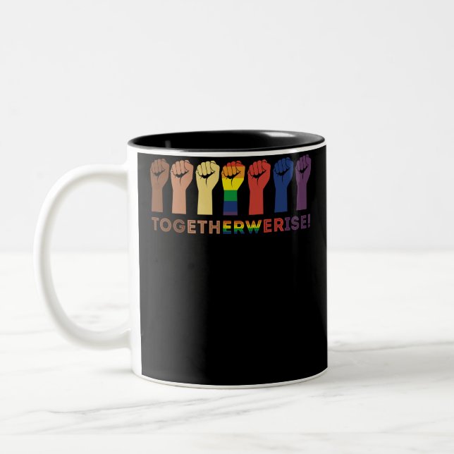 Together We Rise Equality Social Justice Two-Tone Coffee Mug (Left)
