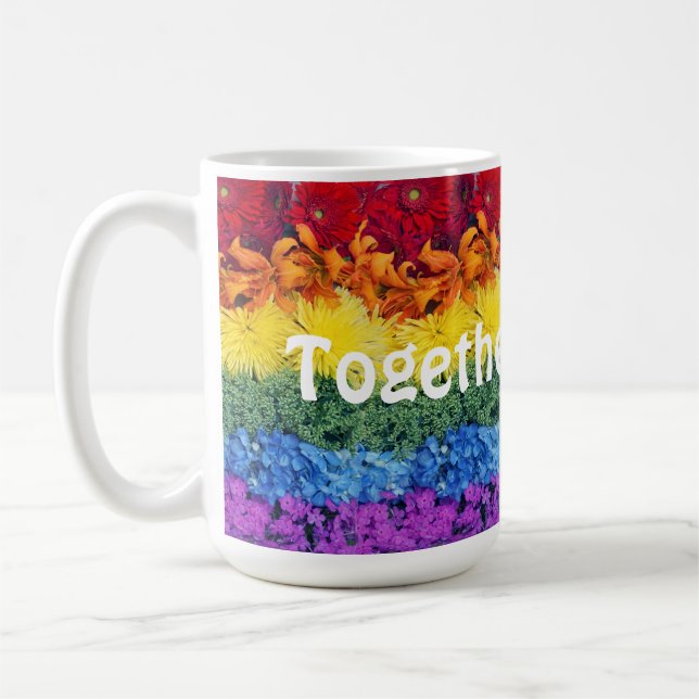 Together We Rise-Pride Flowers Coffee Mug (Left)
