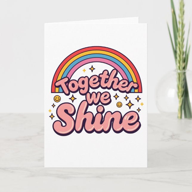 Together We Shine – Rainbow Retro Pride Quote Invitation (Front)