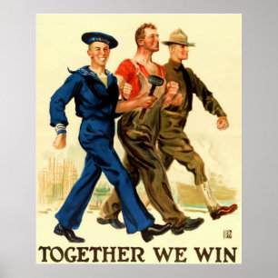Together We Win ~ Vintage World War 1. Poster