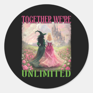 Together Witches Unlimited Pink Green Witch Hallow Classic Round Sticker