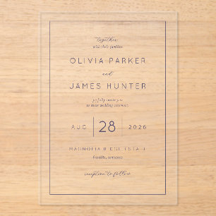 Together with their families Elegant Black Serif Acrylic Invitations