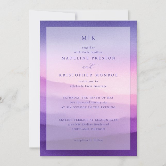 Together with their families Lavender Gradient Ser Invitation (Front)