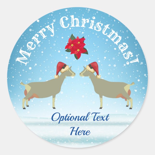 Toggenburg Dairy Goat Christmas in the snow Classic Round Sticker (Front)