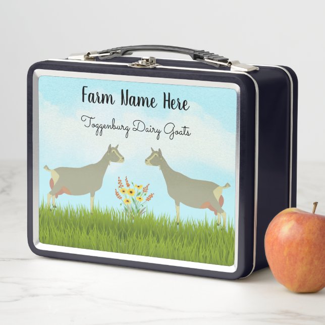 Toggenburg Dairy Goat Herd Metal Lunch Box (In Situ)