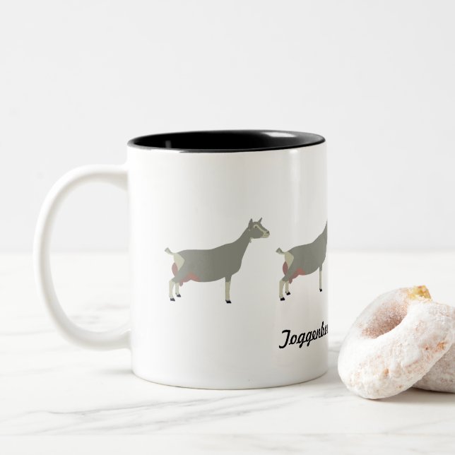 Toggenburg Dairy Goats Two-Tone Coffee Mug (With Donut)