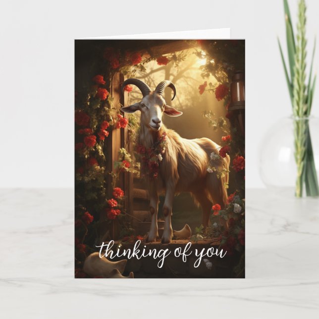 Toggenburg Goat in the Rose Garden Thank You Card (Front)