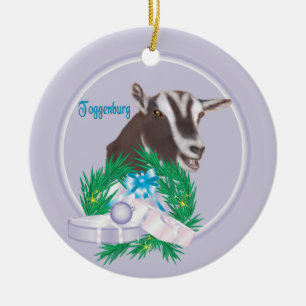 Toggenburg Goat Wreath Holiday Ornament