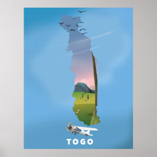 Togo African map travel print