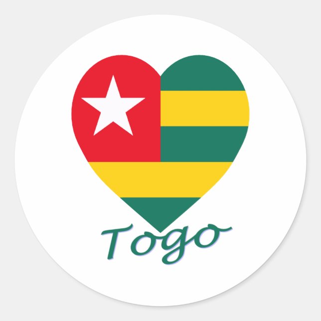 Togo Flag Heart Classic Round Sticker (Front)