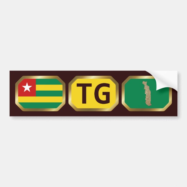 Togo Flag Map Code Bumper Sticker (Front)