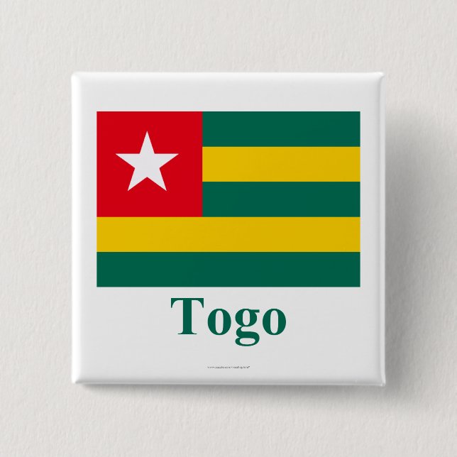 Togo Flag with Name 15 Cm Square Badge (Front)