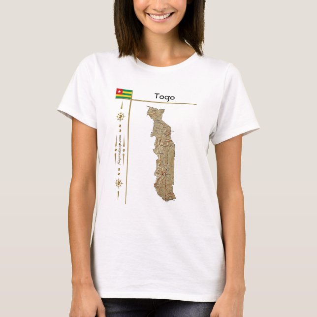 Togo Map + Flag + Title T-Shirt (Front)