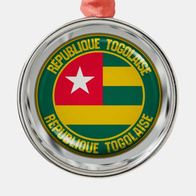 Togo Round Emblem Metal Tree Decoration (Front)