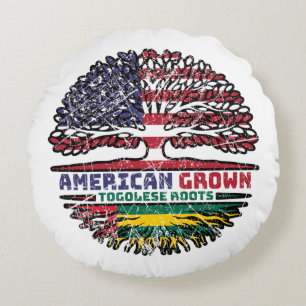 Togo Togolese American USA Tree Roots Flag Round Cushion