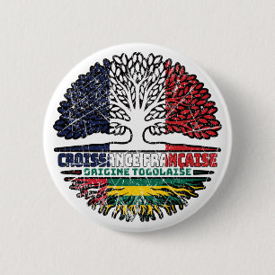 Togo Togolese  French France Tree Roots Flag 6 Cm Round Badge