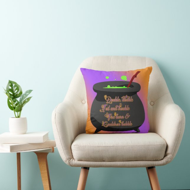 Toil and Trouble Halloween Throw Pillow (Chair)