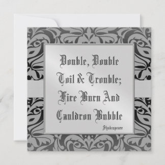 Toil & Trouble Halloween Holiday Silver Invitation