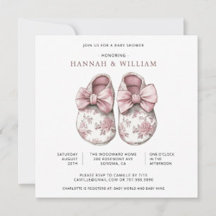 Toile Baby Booties Baby Shower Invitation