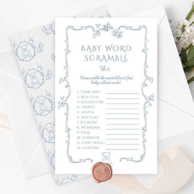 Toile Baby word Scramble teddy bear baby shower (Creator Uploaded)