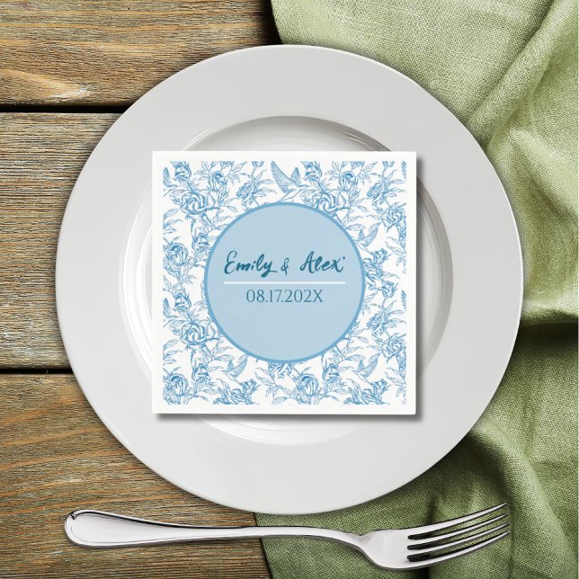 Toile bird and floral Custom Name Baby Shower I Do Napkin (Creator Uploaded)