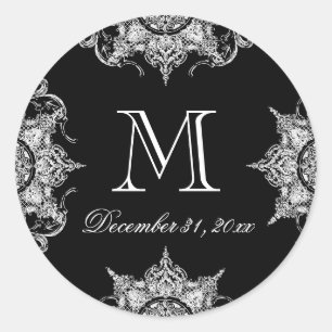 Toile Black n White Damask Swirl Matching Sticker