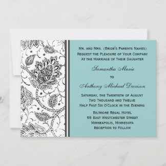 Toile Blue and White Wedding Invitations