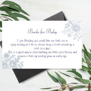 Toile Blue Floral Books for Baby Shower Card