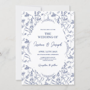 Toile Blue Wedding Invitation