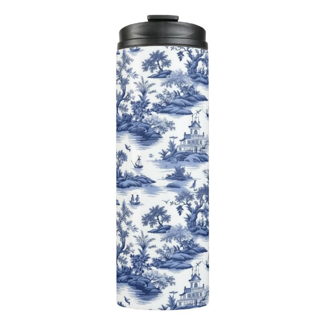 Toile (blue willow) Design Thermal Tumbler (Front)
