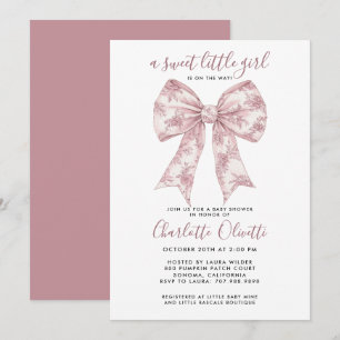 Toile Bow Baby Shower  Invitation