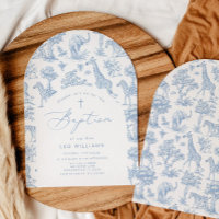 Toile Boy Baptism Safari Chinoiserie Invitation