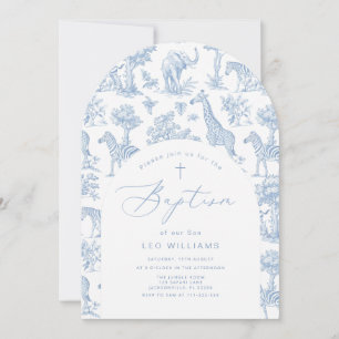 Toile Boy Baptism Safari Chinoiserie Invitation