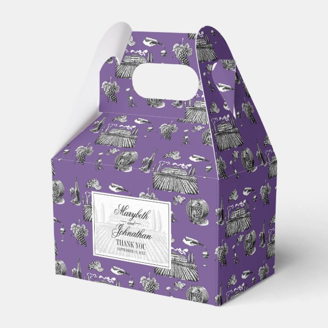 Toile & Calligraphy Editable Wedding Favour Box (Front Side)
