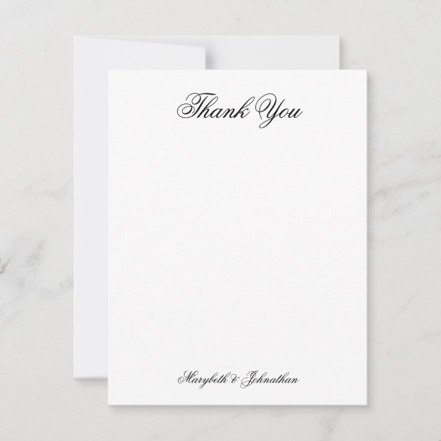 Toile & Calligraphy Wedding Flat Thank You Card (Front)