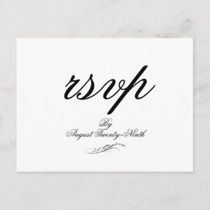 Toile & Calligraphy Wedding RSVP Postcard