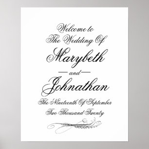 Toile & Calligraphy Wedding Welcome Poster Print