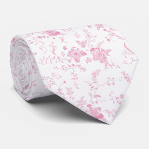 Toile Chinoiserie Vintage Pink Floral  Tie