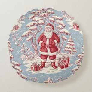Toile Christmas  Round Cushion