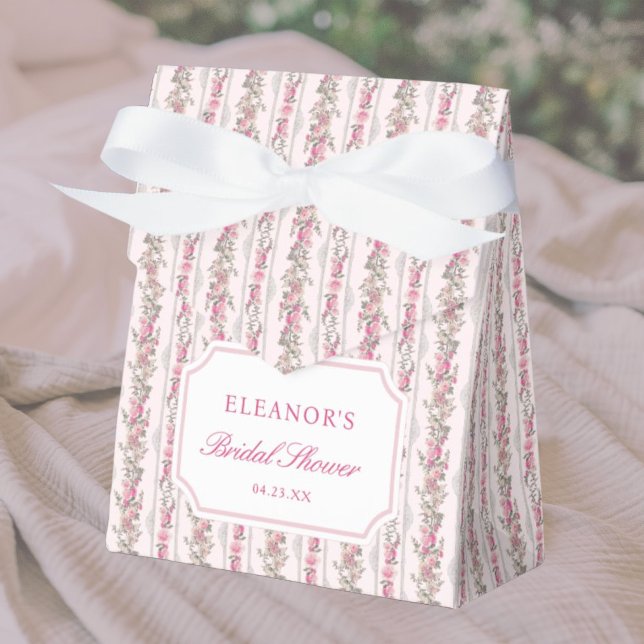 Toile Coquette Pink Bow Bridal Shower  Favour Box (Creator Uploaded)