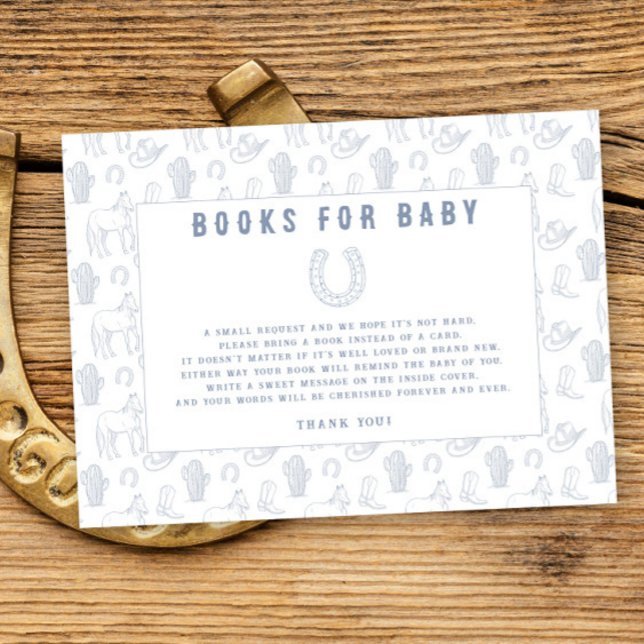 Toile Cowboy Western Baby shower Books for baby  Enclosure Card (Creator Uploaded)