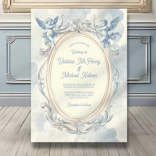 Toile Cupid Ornate Wedding Frame Invitation (Creator Uploaded)