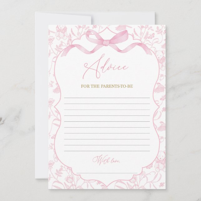 Toile De Jouy Advice Baby Shower game Invitation (Front)