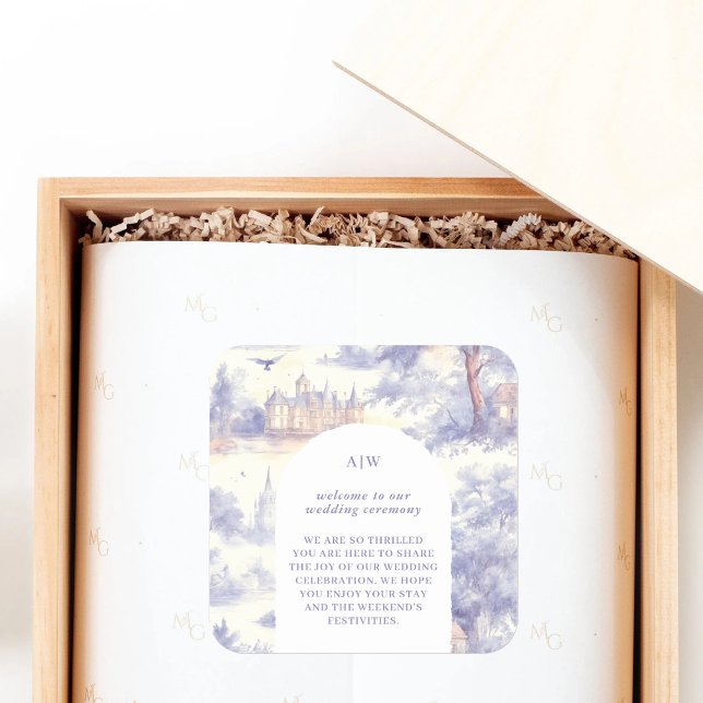 Toile de Jouy art Square Sticker (Creator Uploaded)