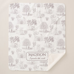 Toile de Jouy Baby Blanket with Name Birth Date