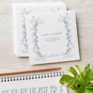 Toile de Jouy Baby Shower Blue Chinoiserie Floral Envelope